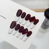 Nošení Nehtů Ručně Vyráběné Falešné Nálepky na Nehty High-end Vínově Červená Bílá Francouzská Manikúra Hotové Produkty Lze Odstranit a Znovu Použít