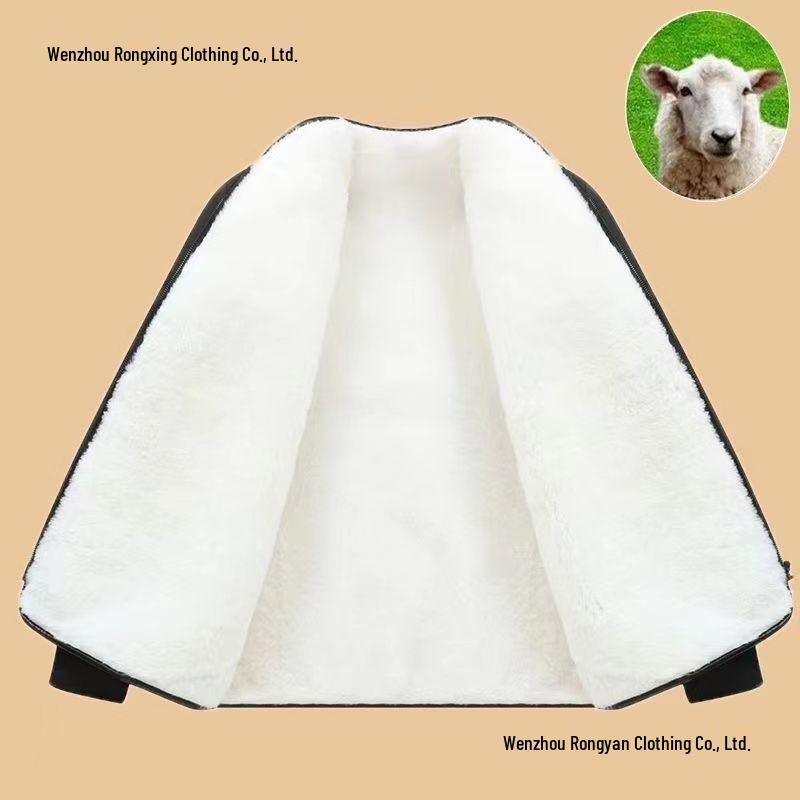 Unisex Sheepskin-Style Cotton Jacket: New Autumn/Winter, Warm, Windproof, Thick, Imitation Wool Top.
