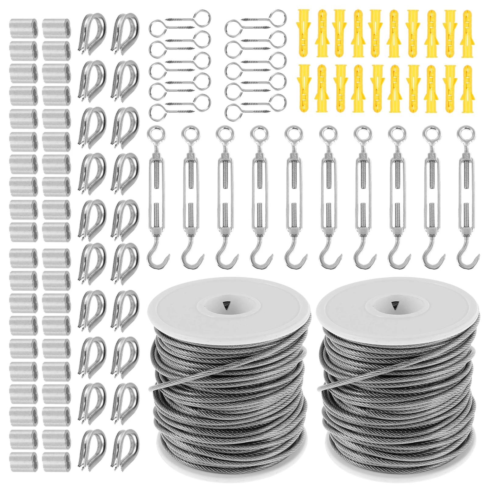 

PVC Coated Stainless Steel Wire Rope Kit High Performance Versatile String Light Hanging Guide Wire for Tent Rope Clothesline silver індиго