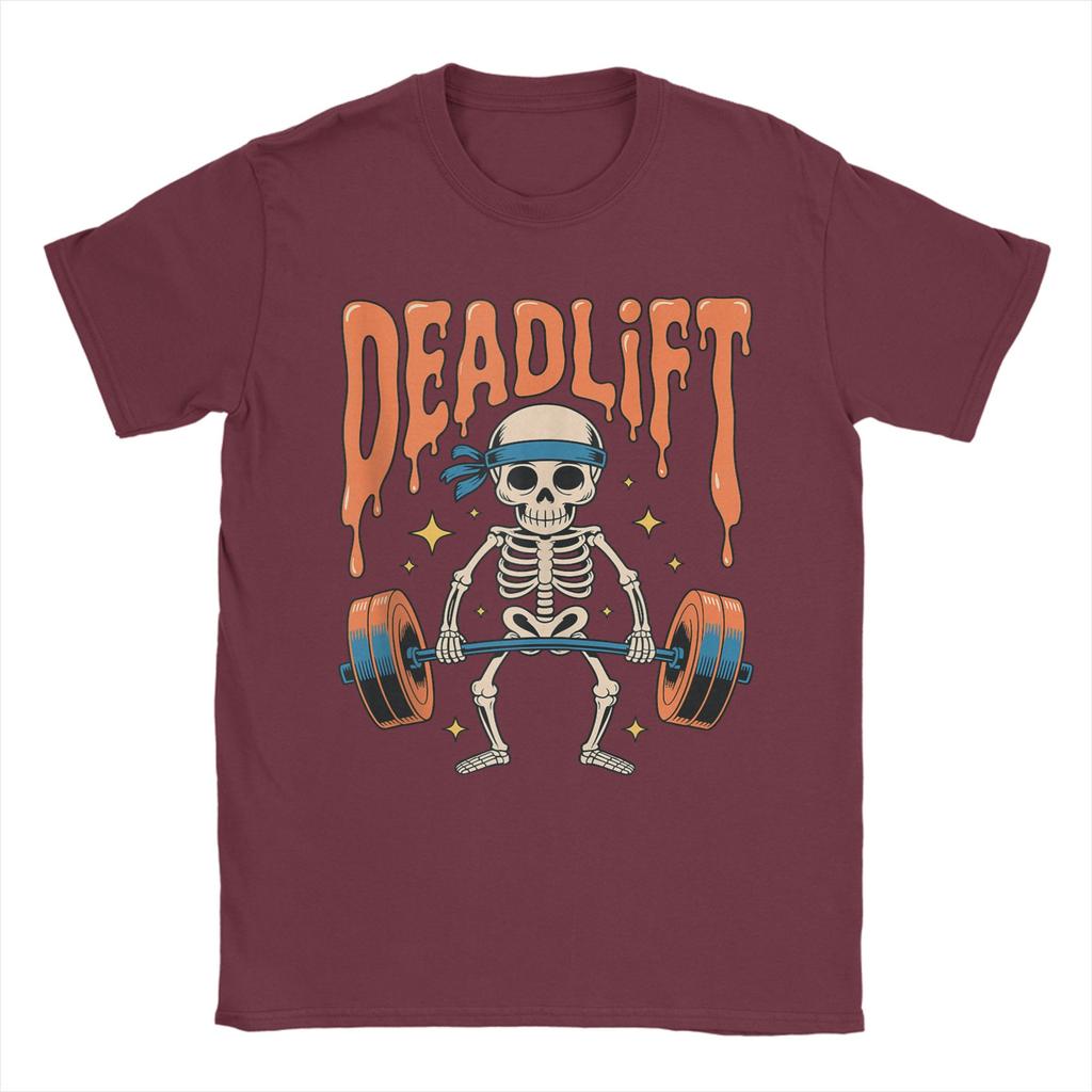 Streetwear T-Shirt Beach Funny Skeleton Deadlift Halloween Gym Workout Trendy T-Shirts Cotton Tshirt Man Y2K Retro Design Tops
