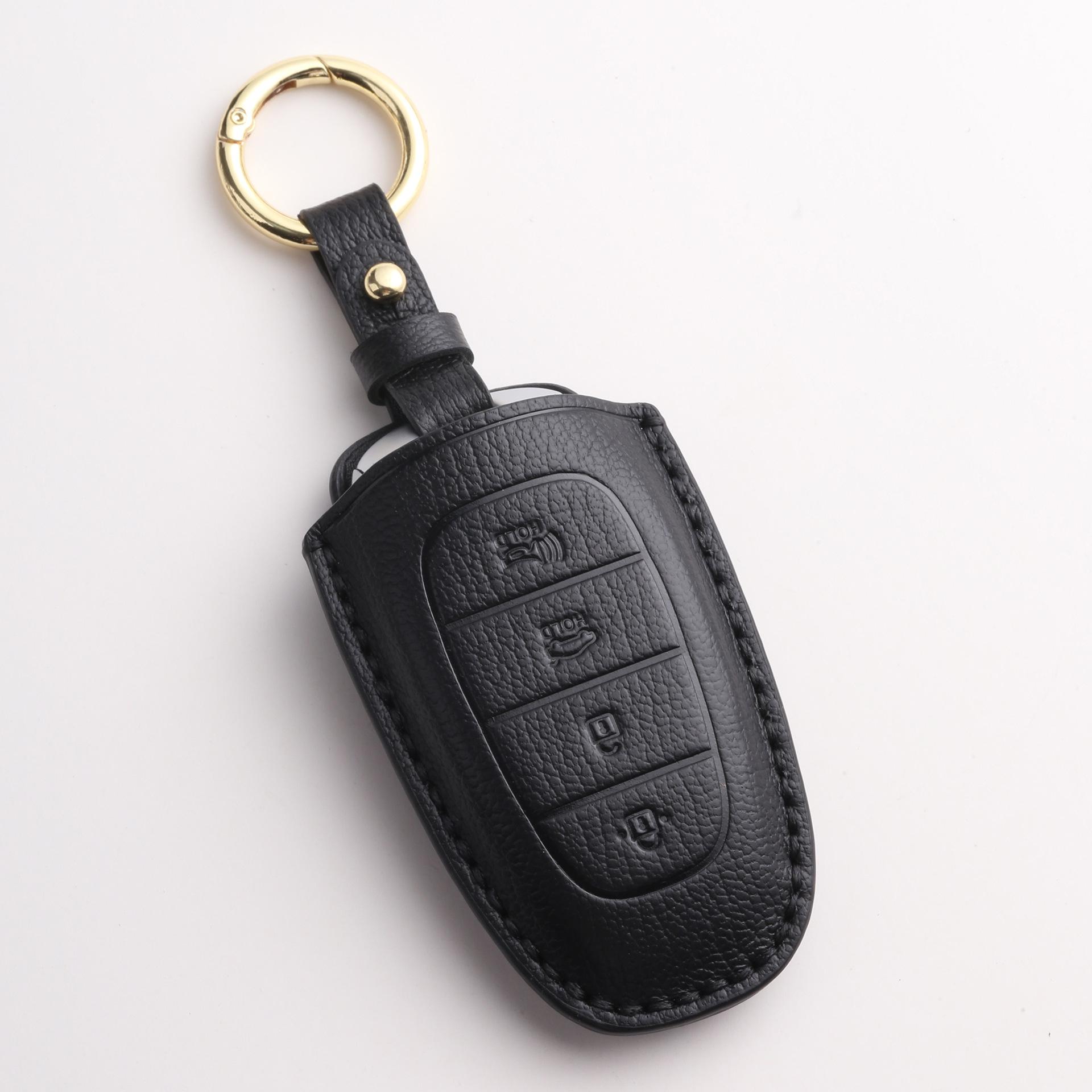 

Изготовленный на заказ чехол для современного ключа автомобиля, чисто ручной работы, высококачественный кожаный защитный чехол для ключа, автотовары чёрный