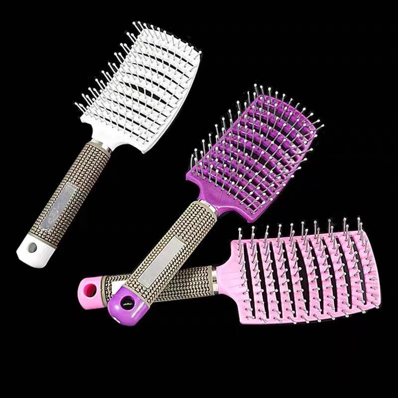 Volumizing Curved Vent Brush for Men's Pompadour - Styling, Massage, Curl & Straighten