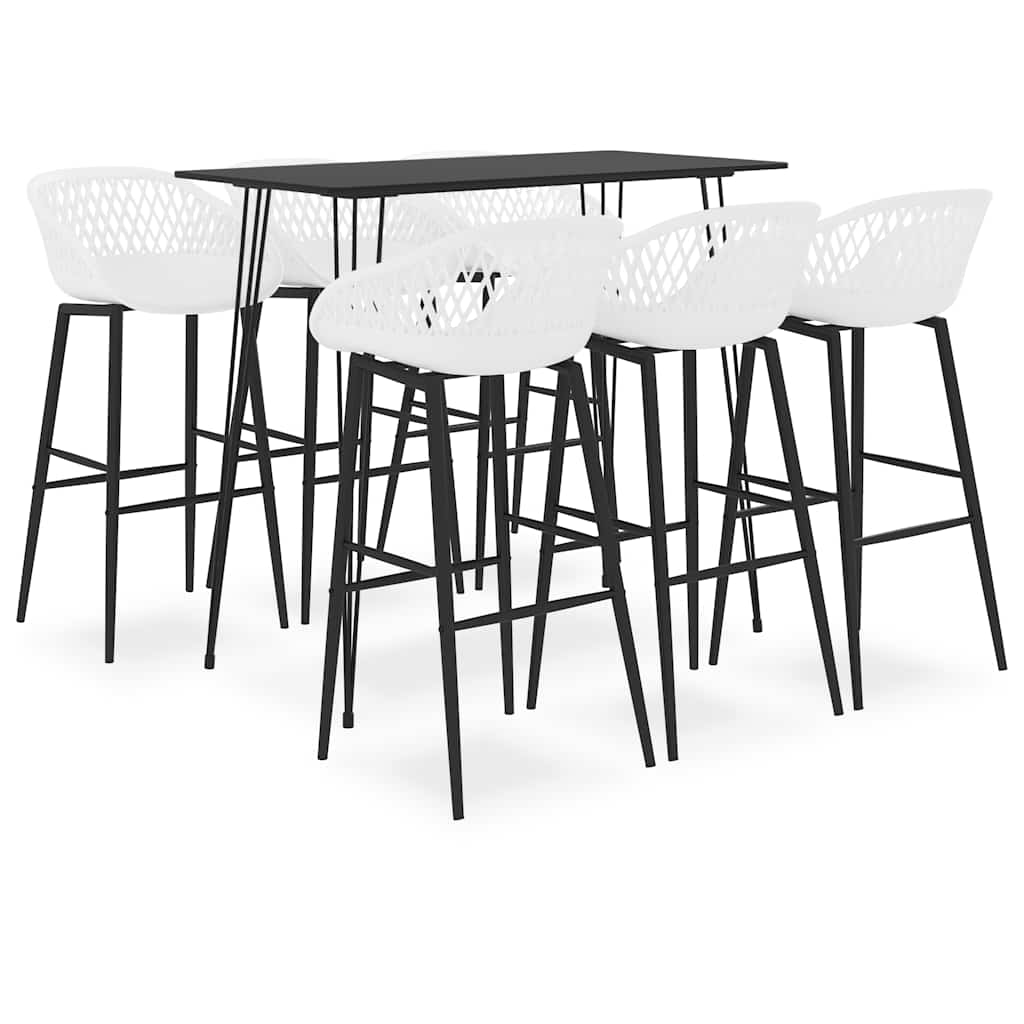 7 Piece Bar Set in Black and White