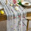 Champagne Embroidery Daisy Spring Summer Table Runner Florals Seasonal Easter Tulle Table Runner Holiday Kitchen Dining Table