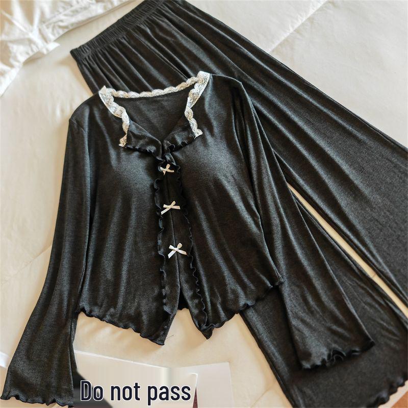 2025 Women's Modal Pajamas: Soft, Sexy Style with Chest Pads for Spring, Wearable Outdoors & Long Sleeves