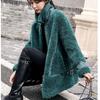 Women's Sheepskin Coat with Fur Pockets, Thick and Warm Winter Jacket