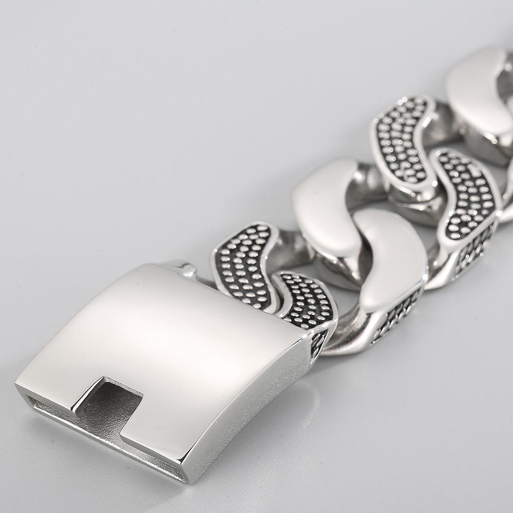 Massive 30MM Width Curb Cuban Link Chain Bracelet for Men 316L Stainless Steel Men's Bracelets Punk Rock Jewelry Accessories Man