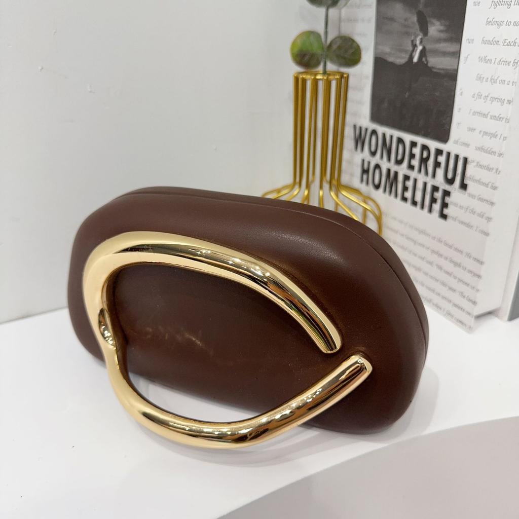 Bolso de mano redondo clásico de moda, bolso de cena, bolso de acrílico, asa metálica vintage, bandolera en un hombro