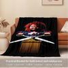 For Chucky,Horror Doll,Scissors-Themed Flannel Blanket, Glam Style, Digital Print, All-Season Comfort, Tear-Resistant, Knitted Craftsmanship