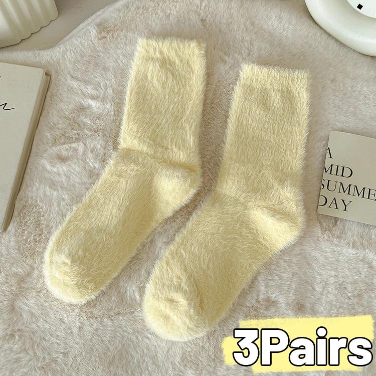 Weiche Nerz-Fleece-Socken für Damen Mädchen Winter Warm Verdicken Korallen Plüschsocken Kawaii Bonbonfarbe Thermische Haus Schlaf Bodensocken