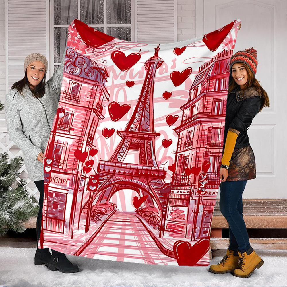 1pc Eiffel Tower, Paris Outdoor Blanket - Lightweight Flannel Throw For Travel, Camping, Livingroom, Couch, Chair yy251114220