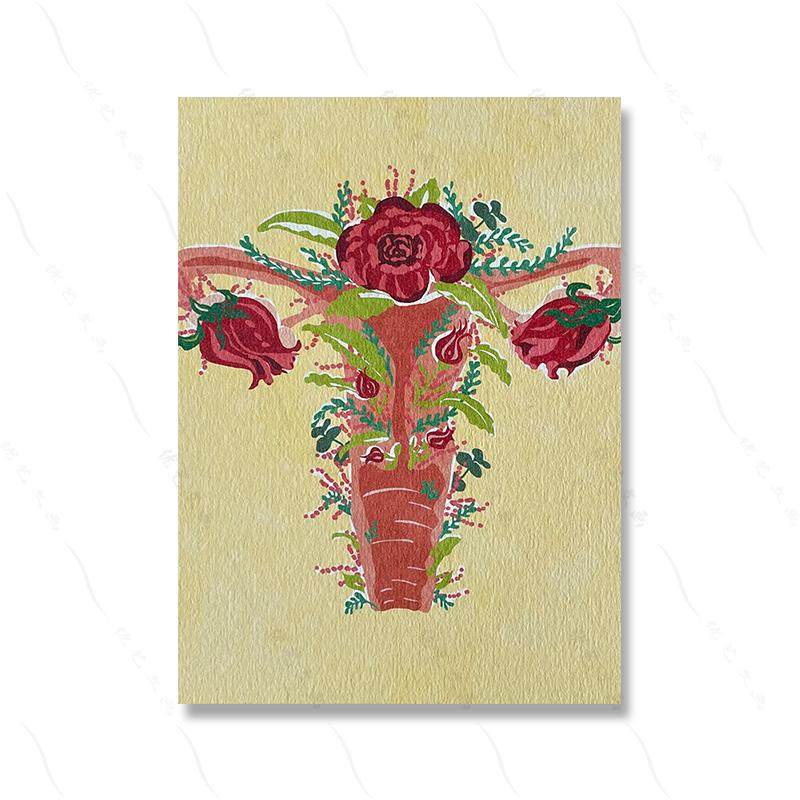 Feminism Illustration Sexy Girl Art Poster Skate Casual Woman Uterus Canvas Painting Print Abstract Modern Livingroom Home Decor