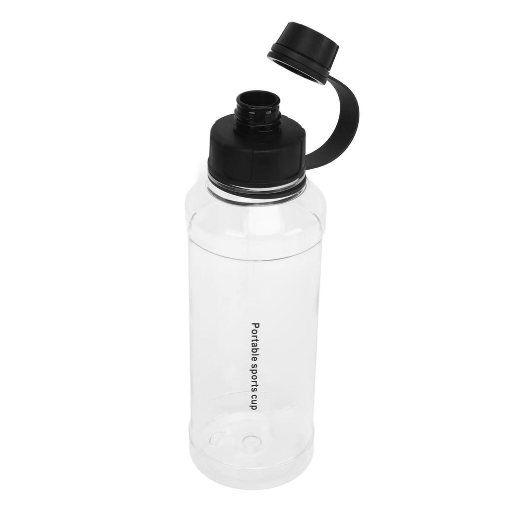 1000ml Water Bottle Large Capacity Wide Handle Integrated Lid Dual Mouth Leakage Resistant Sports Outdoor Cup Black