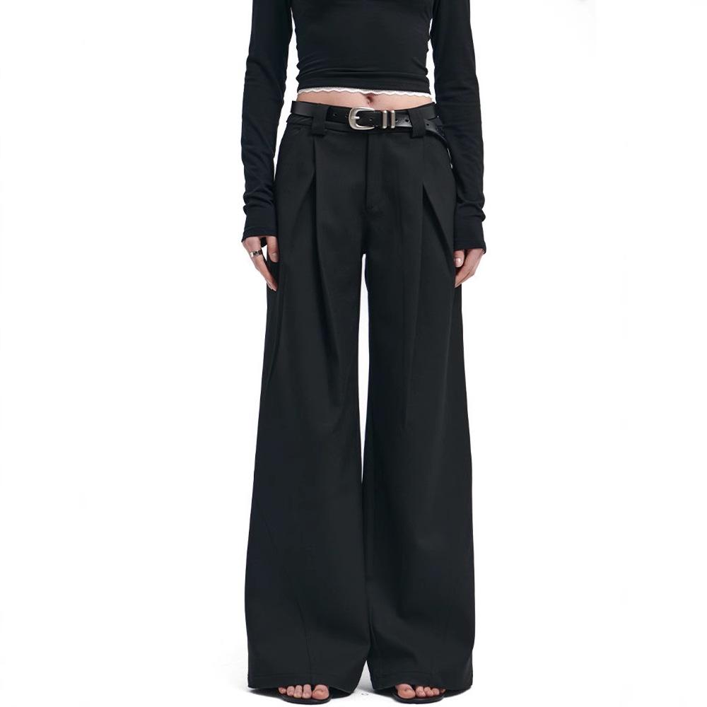 

American Retro Black High-Waisted Wide-Leg Suit Pants XXXL