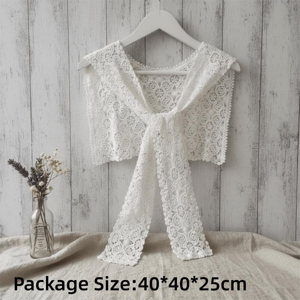 Solid Color Lace Shawl Thin Lace Knitted Shawl Artistic Design Hollow-out Shawl  Ladies Accessory