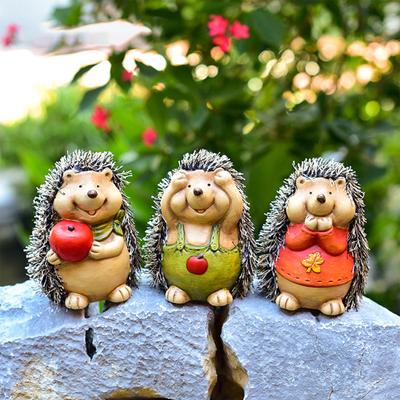 3 Stück Künstliches Igelmodell Miniaturfiguren Feengartendekoration Heim-Desktop-Ornamente Keramikhandwerk Spielzeug