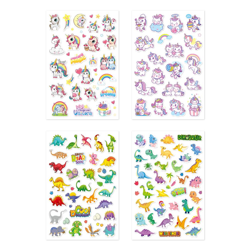 5 Sets of Stickers for Boys and Girls, Children's Water Cups, Window Stickers, DIY Cute Animals, Unicorns and Dinosaurs