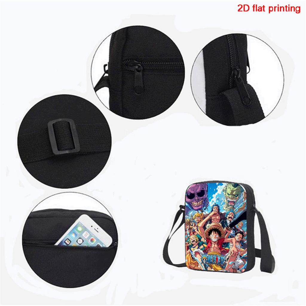 Adjustable Lightweight One Piece Anime Crossbody Bag Sling Shoulder Bag Unisex Casual Bag for School Outdoor Boys Girls Age 6-10