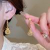 Silver Needle Pattern Round Hollow Lantern Pendant Earrings French Court Style Earrings Stud Earrings Niche Design Earrings
