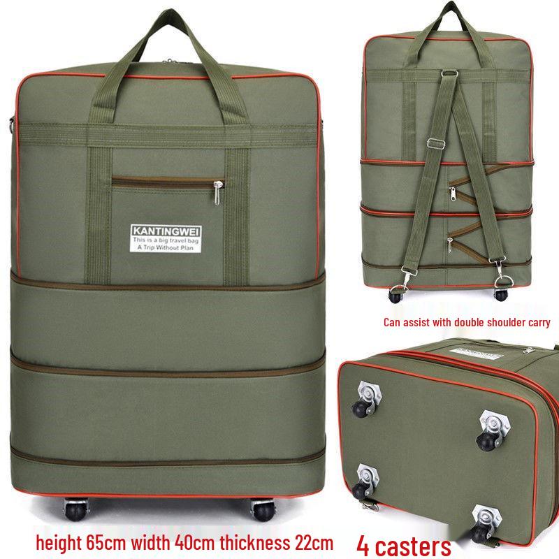 158L Aviation Large Capacity Rolling Travel Bag - Foldable Wheeled Luggage Storage, Oxford Cloth