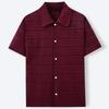 Men's Summer Short Sleeve Vintage Knitted Shirts Golf Beach Collared Shirts Tops Casual Button Down Crochet Hollow Out Beach Vacation Shirt for Male
