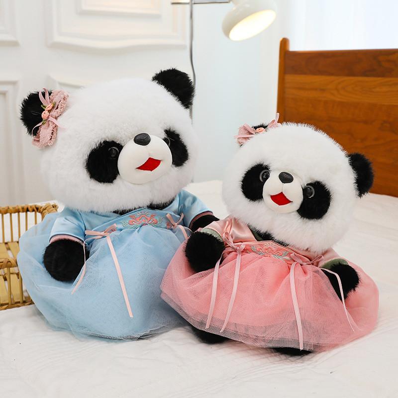 Adorable Large Panda Plush Toy With Chinese Style Hanfu Design For Birthday Gifts And Cuddling Comfort