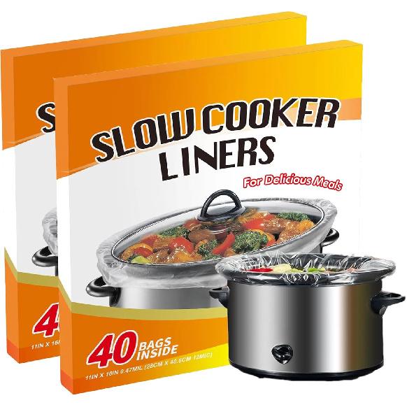 FASOZUKA Slow Cooker Liners 40×Cooking Bags Small Size Disposable Pot Liners, Fit 1QT to 3QT for Slow Cooker Cooking Trays Suitable for Oval & Round