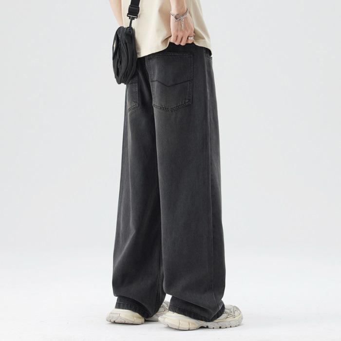 

Теннисные джинсы летние свободные прямые стрейч широкие резиновая талия 4XL