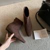 Grape mother studiolee autumn and winter new~ 5cm inner height increase small square head short boots rear zipper thin boots