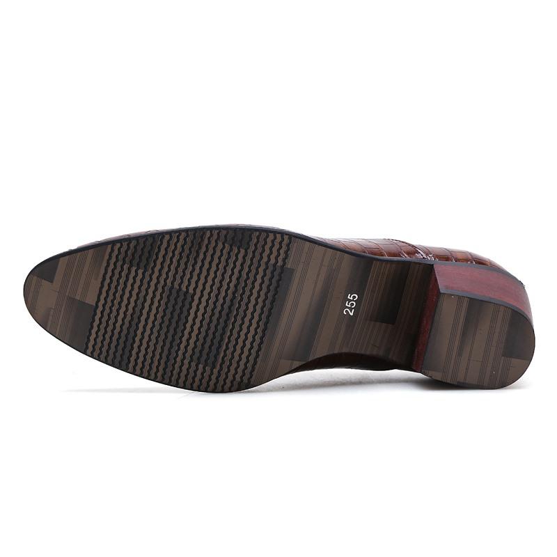 Fashion New Crocodile Increase Men's Heel Shoes Formal Leather Brown Men Loafers Dress Shoes Fashion Mens Casual Shoes Zapatos Hombre