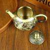 Brass Dragon & Phoenix Teapot Set: Auspicious Copper Ornament for Home and Gift
