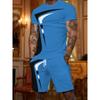 Men's Blue and Black Color-Blocked Suit T-Shirt with Geometric Line Print, Sporty and Trendy Two-Piece Set