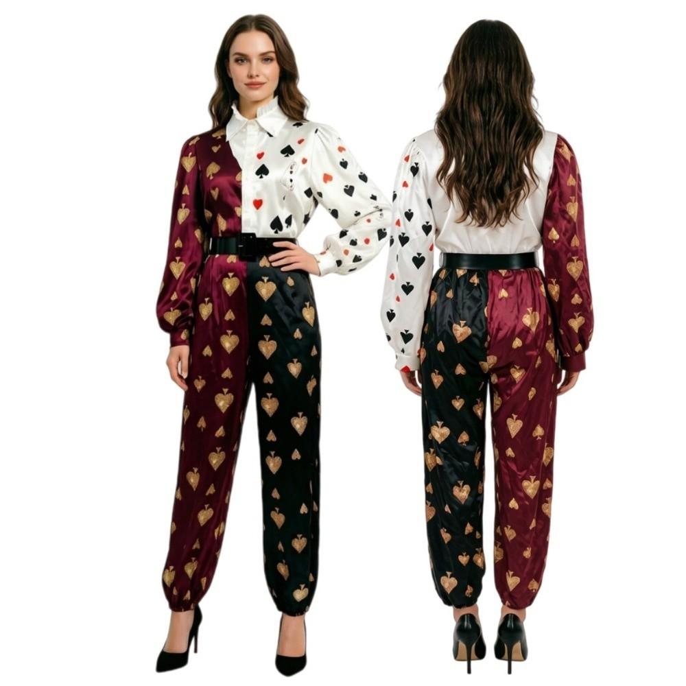 Jumpsuit Halloween Clown Costume Role Playing Dark Circus Costume Harlequin Costume Adult