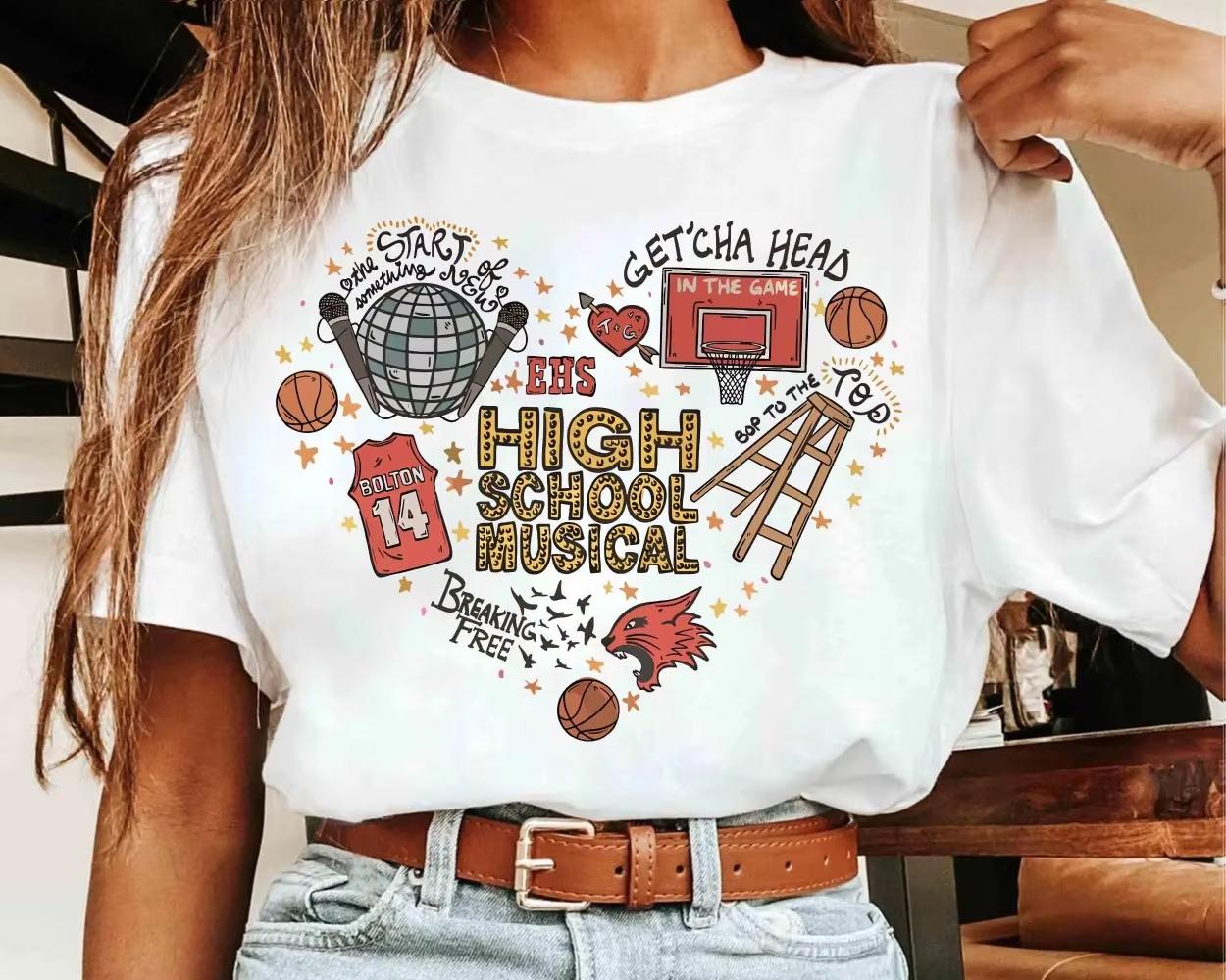 

Channel High School Musical Troy Bolton Love Heart Tshirt The Musical The Series East High Tee Girl Trip S