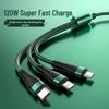 120W Super Fast Charging 3-in-1 Cable with Digital Display for Apple, Huawei, OPPO