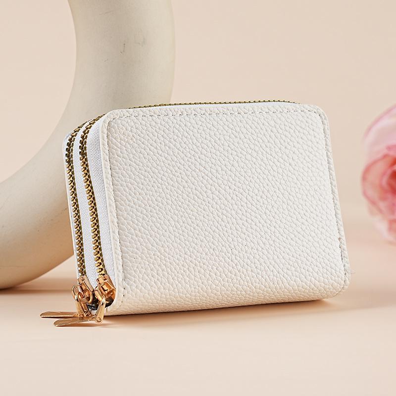 

Модный кошелек-гармошка с текстурой личи, двойной молнией и множеством отделений для карт