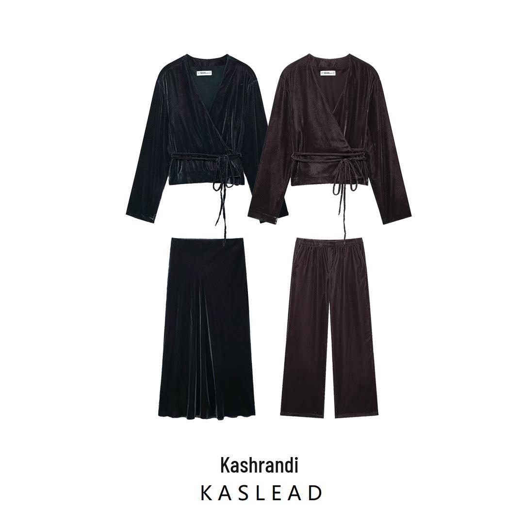 

Autumn 2024 Women s European and American Velvet Three-Piece Set Small