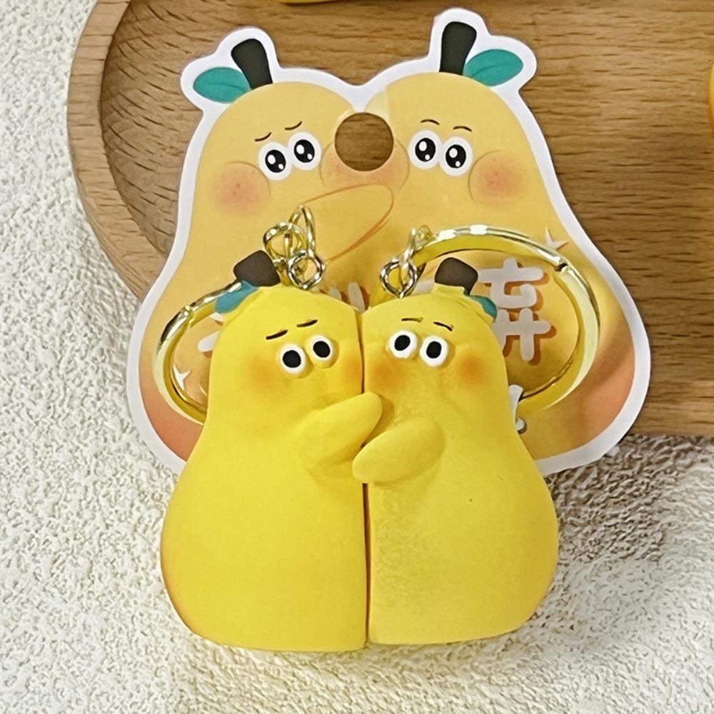 2pcs/set Magnetic Bear Keychains Cat Couple Pendants Funny Bag Charm  Car Key Accessories