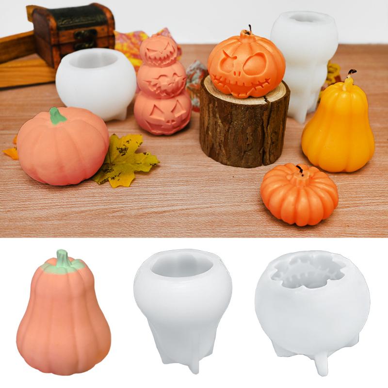 Halloween Pumpkin Silicone Mold Diy Aromatherapy Candles Drip Resin Plaster Ornaments Mould Handmade Soap Candle Making
