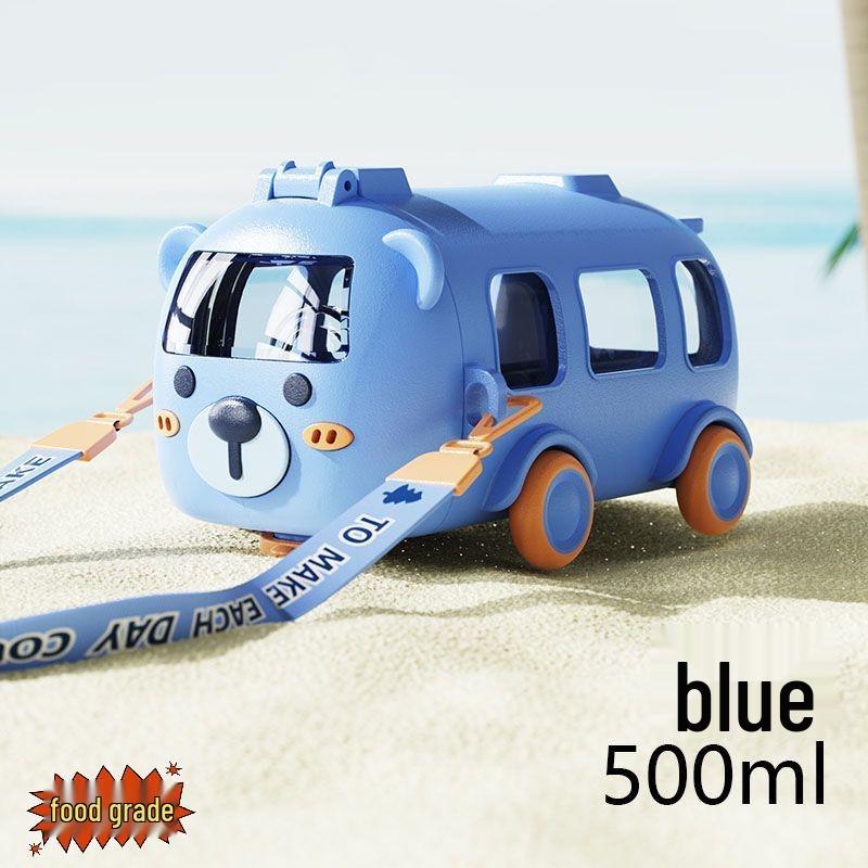 Children's Cartoon Bus Straw Cup for Kindergarten & School