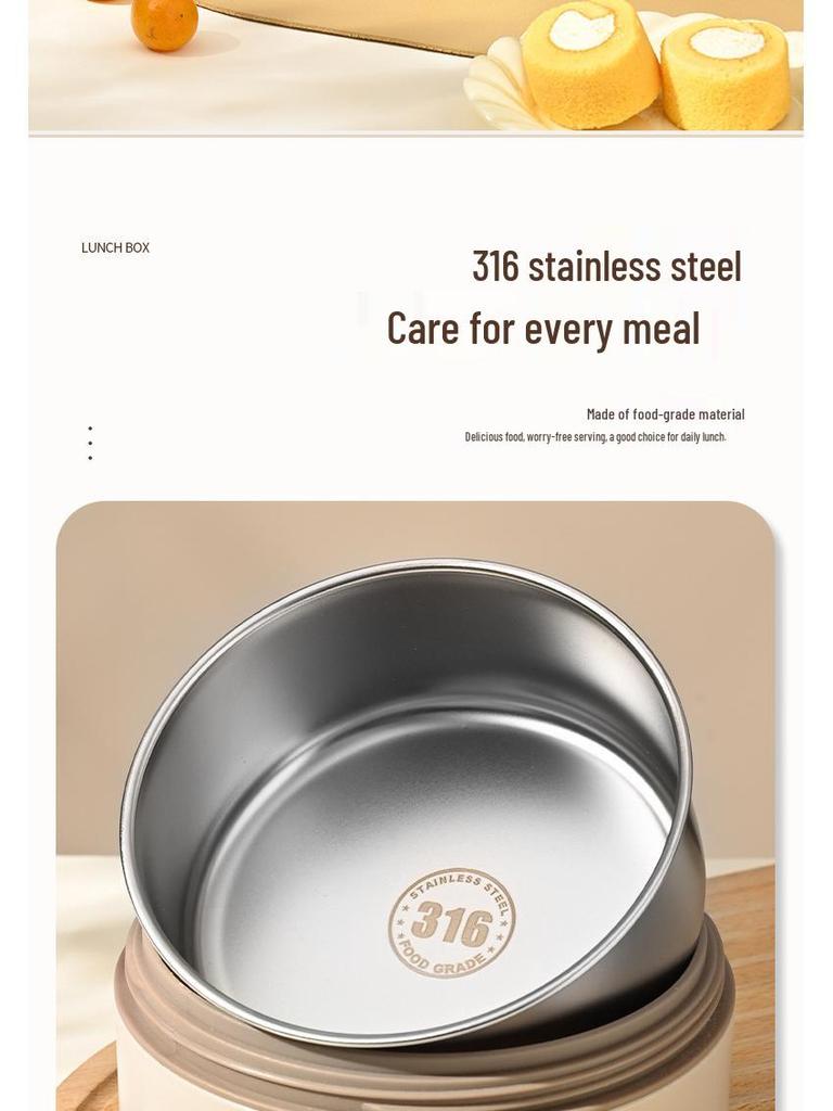 Large Capacity Multi-Layer Portable 316 Stainless Steel Microwaveable Insulated Lunch Box
