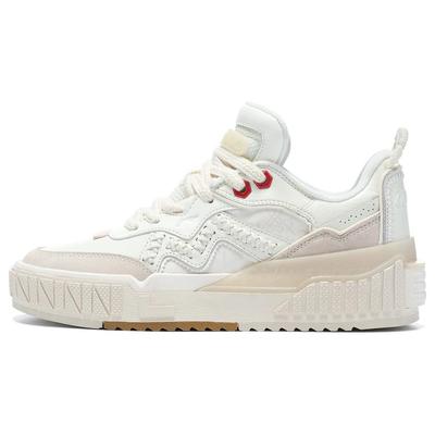 Li Ning 001 Unblock Non-Slip Wear-Resistant Low-Top Skate Shoes Women Sneakers Vanilla-White Eggshell-Gray AGCT002-1