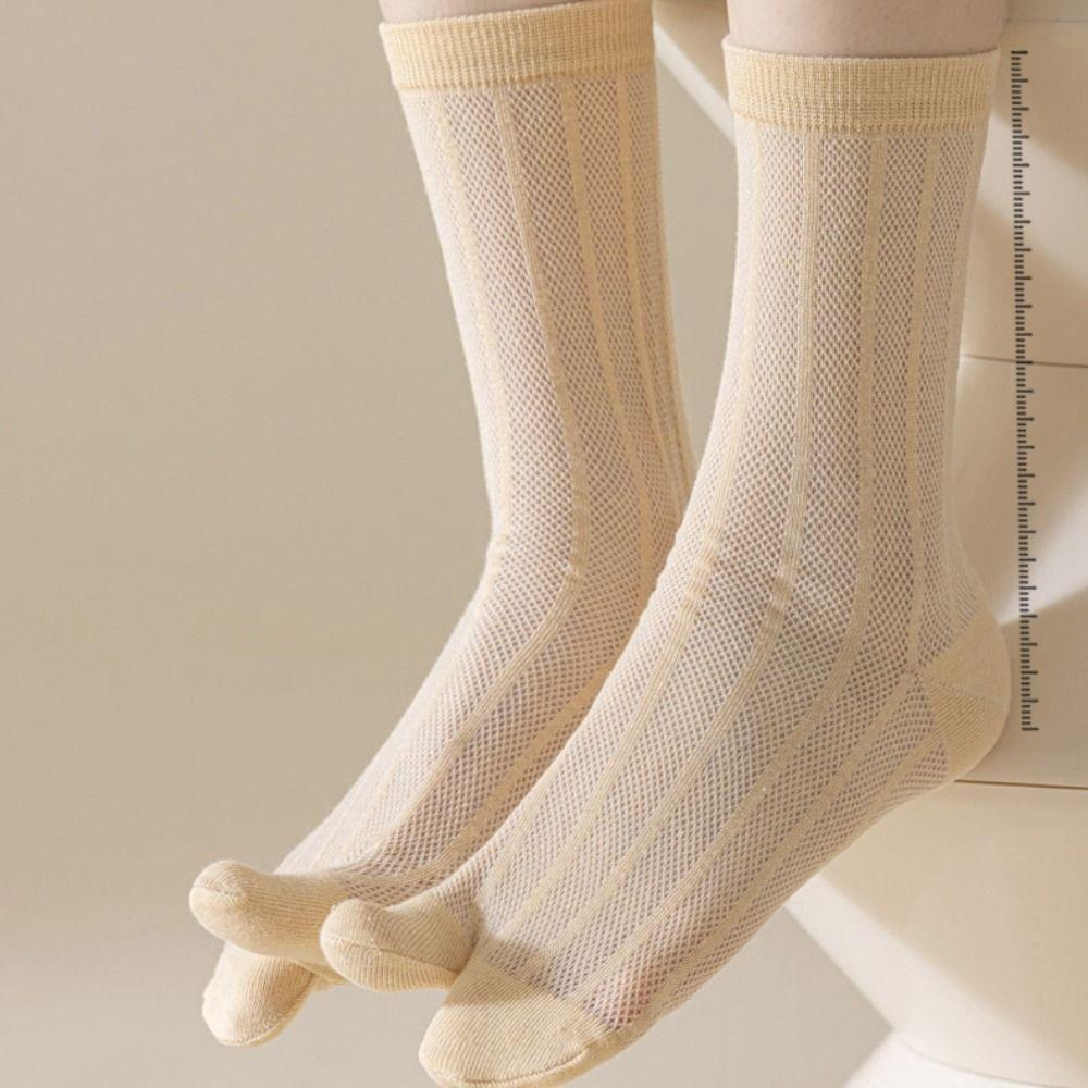 Sweet Two Toe Socks Simple Summer Thin Socks Solid Color Split Toe Tube Socks  Daily