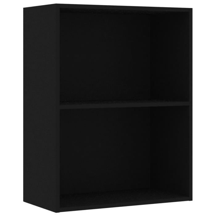 VidaXL Bibliothèque à 2 niveaux Noir 60x30x76,5 cm Aggloméré