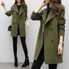 Women's Long-length Autumn Coat, Double-breasted, Long Sleeves, Solid Color