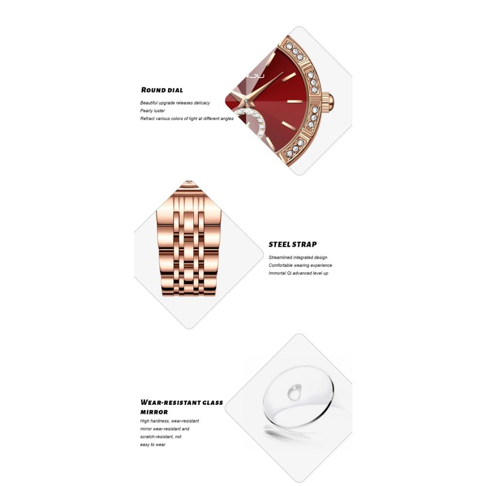 CRRJU Brand Luxury Fashion Original Ladies Watch Waterproof Ladies Watch Stainless Steel Diamond Watch Gift