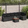 VidaXL 7-Piece Garden Sofa with Cushions In Black Rattan and Acacia 3347464