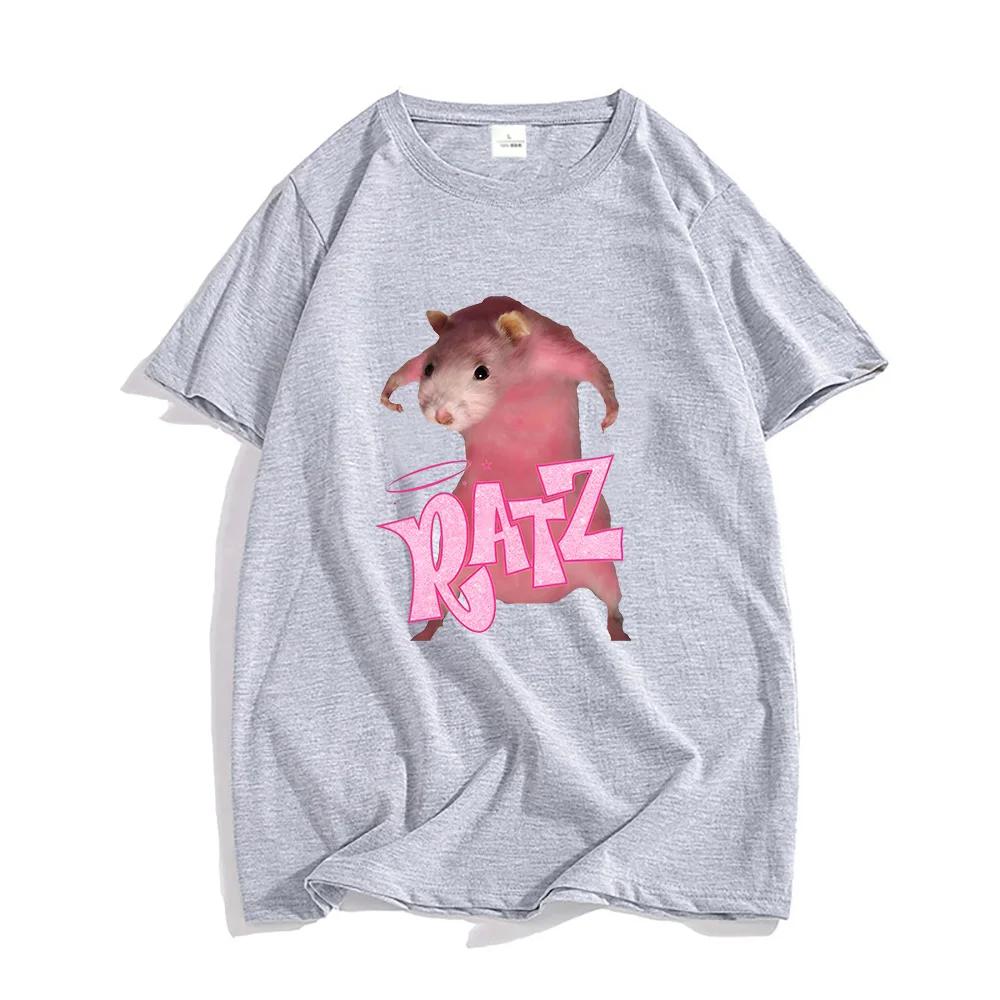 Ratz Pinke Maus Cartoon T-Shirt Kurzarm Damen T-Shirt Lässig Kawaii Sommer O-Ausschnitt T-Shirt Niedlich Weiblich Weiche Shirts