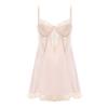 Women’s Satin Lace Sleep Dress Backless Cami Nightdress with Floral Mesh and Padded Underwire Bra