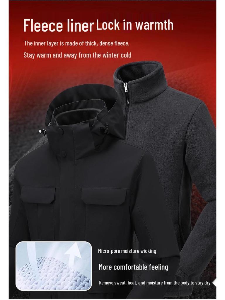 Custom Camouflage Three-in-One Jacket with Logo, Men's/Women's Fleece Workwear for Autumn/Winter, Made-to-Order with Custom Printing